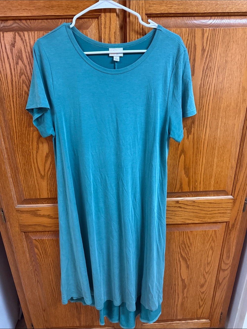 Lula Roe Teal Short Sleeve Swing Dress Large - Picture 1 of 3